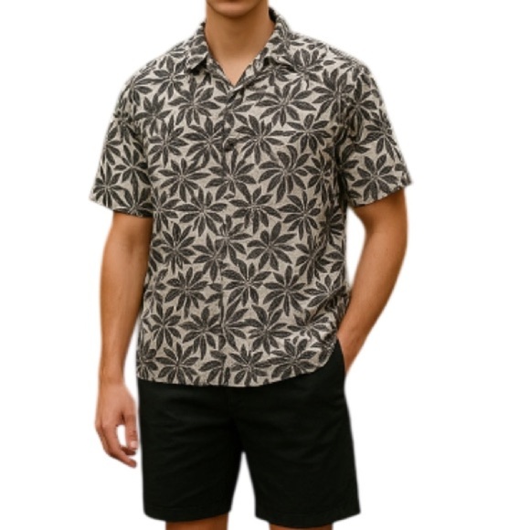 BANANA REPUBLIC Hawaiian Fern Print Slim Fit Button Down Shirt Preppy Size XXL - Picture 1 of 11